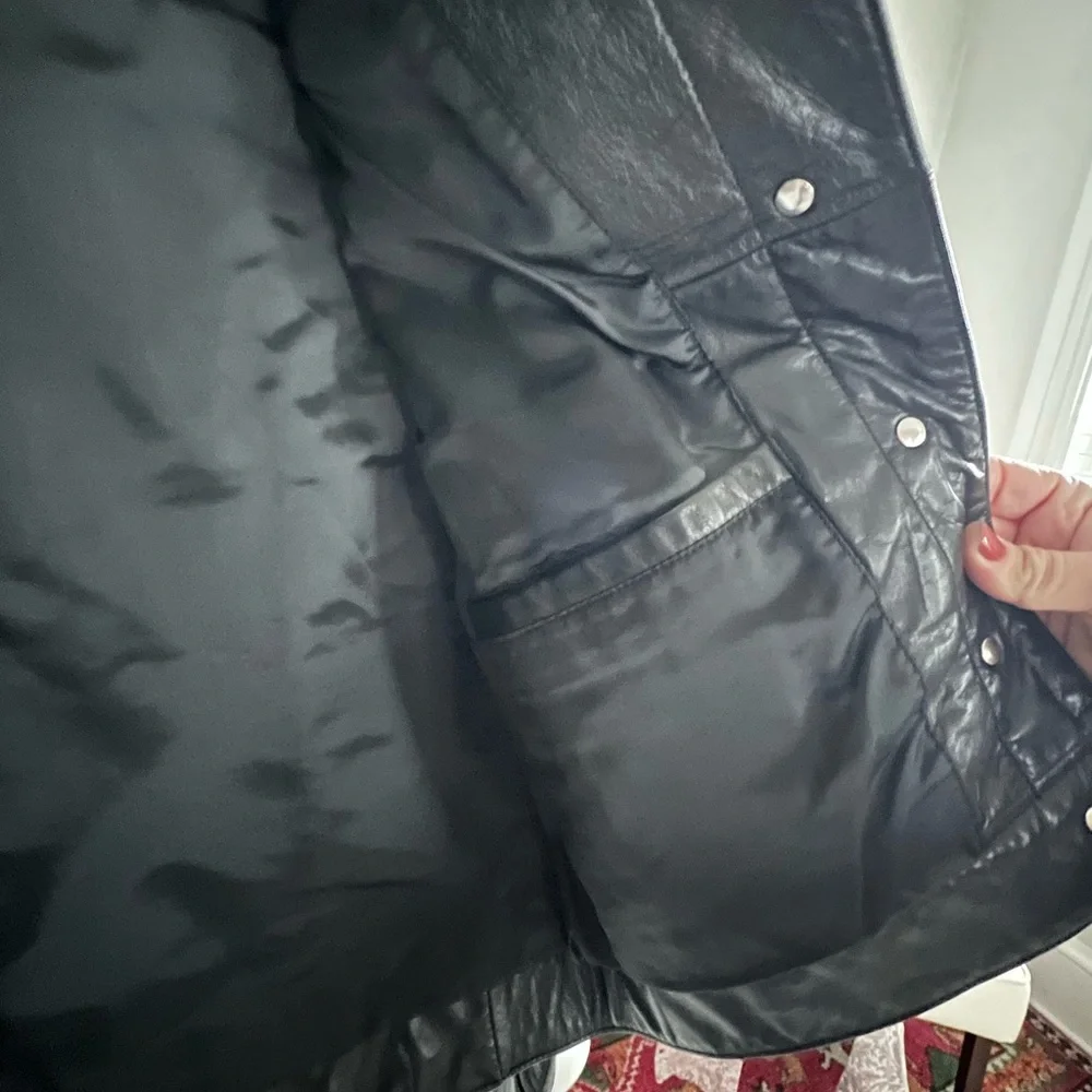 Y2K Banana Republic Black Leather Jacket XS - Picture 4 of 5